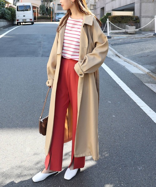 andme(アンドミー)の「2wayスタンドカラーボリューム袖トレンチコート(トレンチコート・レディース・ベージュ/ライトカーキ/グレイッシュベージュ・M)」の19枚目の写真