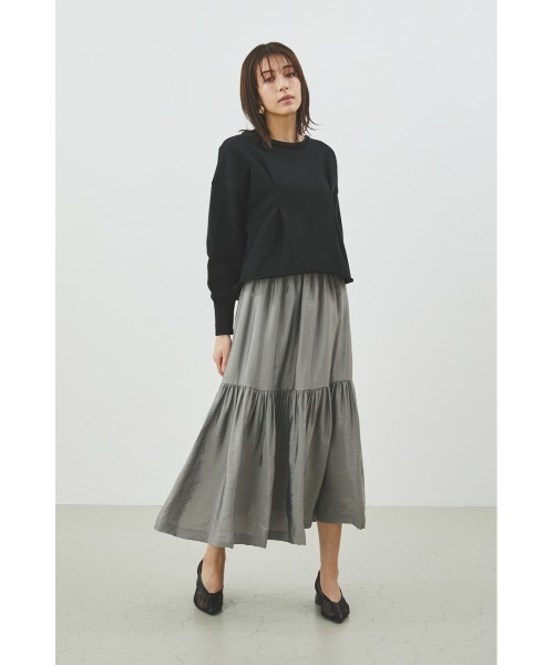 LILIDIA(リリディア)の「バックツイルティアードSK(スカート・レディース・グレー/ブラック・SMALL/MEDIUM)」の7枚目の写真