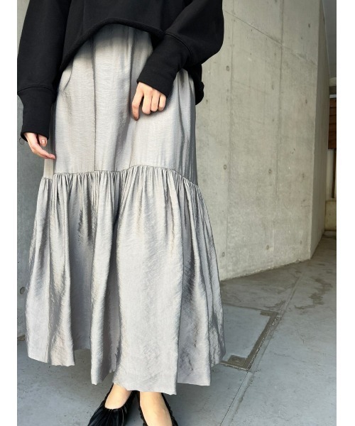 LILIDIA(リリディア)の「バックツイルティアードSK(スカート・レディース・グレー/ブラック・SMALL/MEDIUM)」の14枚目の写真