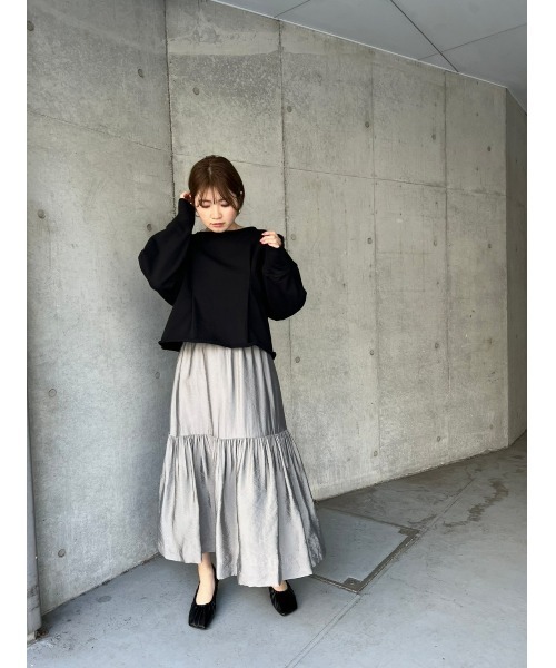 LILIDIA(リリディア)の「バックツイルティアードSK(スカート・レディース・グレー/ブラック・SMALL/MEDIUM)」の15枚目の写真