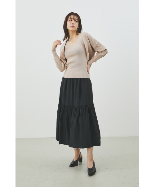 LILIDIA(リリディア)の「バックツイルティアードSK(スカート・レディース・グレー/ブラック・SMALL/MEDIUM)」の3枚目の写真