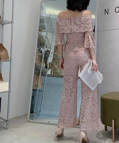Jasmine Grandiflorum(ジャスミングランディフローラム)の「【Jasmine】総レースピンクオフショルセットアップ (SS)(ワンピース・レディース・ピンク・SMALL)」の10枚目の写真
