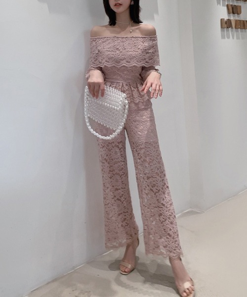 Jasmine Grandiflorum(ジャスミングランディフローラム)の「【Jasmine】総レースピンクオフショルセットアップ (SS)(ワンピース・レディース・ピンク・SMALL)」の15枚目の写真