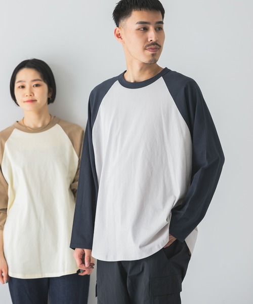 URBAN RESEARCH DOORS(アーバンリサーチドアーズ)の「ラウンドヘムラグランスリーブTシャツ(Tシャツ/カットソー・メンズ・ベージュ/グリーン/ネイビー・X-LARGE/MEDIUM/LARGE)」の3枚目の写真