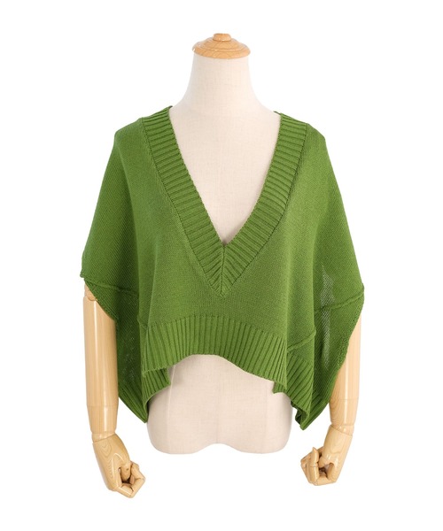 ＡＮＤＪ（アンドジェイ）の「リネンタッチ深Vネックニットベスト（ベスト・レディース・グリーン/ブラック・M）」の8枚目の写真