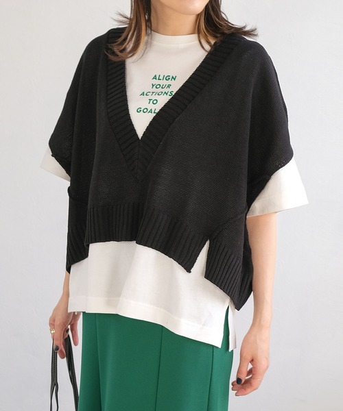 ＡＮＤＪ（アンドジェイ）の「リネンタッチ深Vネックニットベスト（ベスト・レディース・グリーン/ブラック・M）」の18枚目の写真