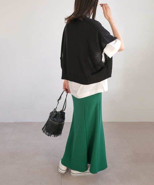 ＡＮＤＪ（アンドジェイ）の「リネンタッチ深Vネックニットベスト（ベスト・レディース・グリーン/ブラック・M）」の22枚目の写真