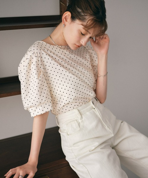 CLEA(クレア)の「ピンドット2wayデザインブラウス(Tシャツ/カットソー・レディース・ホワイト・FREE)」の16枚目の写真