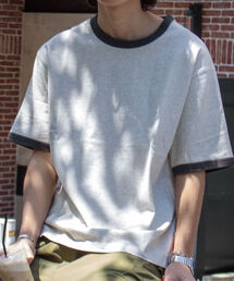 GLOSTER | 【GLOSTER/グロスター】ヴィンテージ加工 メランジ リンガーTシャツ ルーズフィット(Tシャツ/カットソー)