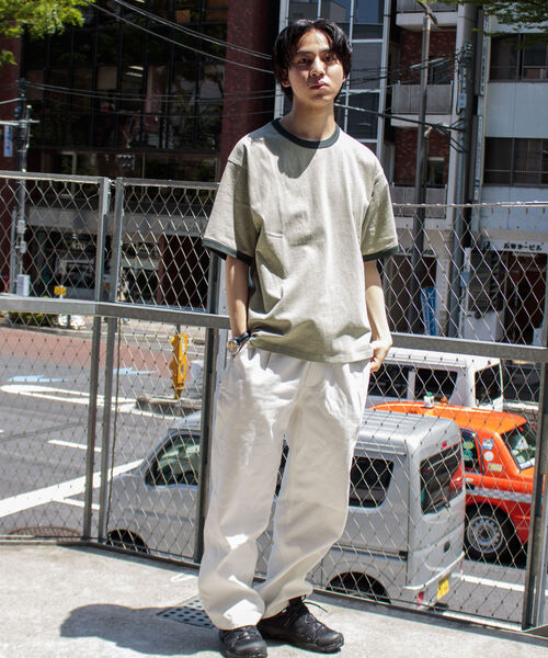 GLOSTER（グロスター）の「【GLOSTER/グロスター】ヴィンテージ加工 メランジ リンガーTシャツ ルーズフィット（Tシャツ/カットソー・メンズ・サックスブルー/ピンク/アイボリー/ミント・M/L）」の10枚目の写真