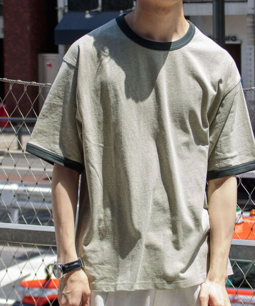 GLOSTER（グロスター）の「【GLOSTER/グロスター】ヴィンテージ加工 メランジ リンガーTシャツ ルーズフィット（Tシャツ/カットソー・メンズ・サックスブルー/ピンク/アイボリー/ミント・M/L）」の11枚目の写真