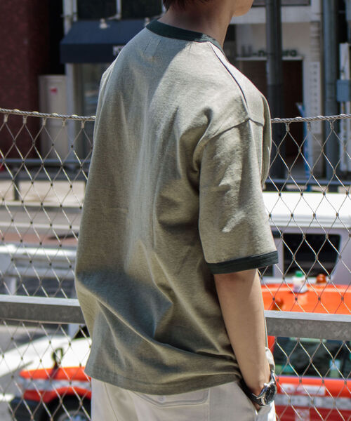 GLOSTER（グロスター）の「【GLOSTER/グロスター】ヴィンテージ加工 メランジ リンガーTシャツ ルーズフィット（Tシャツ/カットソー・メンズ・サックスブルー/ピンク/アイボリー/ミント・M/L）」の12枚目の写真