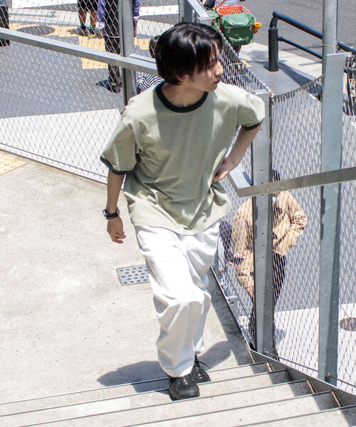 GLOSTER（グロスター）の「【GLOSTER/グロスター】ヴィンテージ加工 メランジ リンガーTシャツ ルーズフィット（Tシャツ/カットソー・メンズ・サックスブルー/ピンク/アイボリー/ミント・M/L）」の13枚目の写真