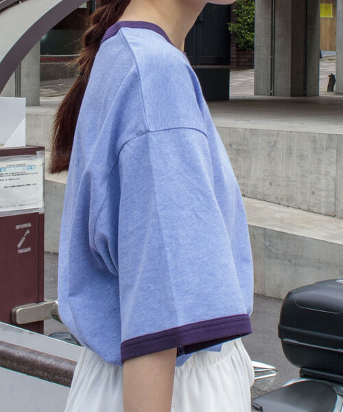 GLOSTER（グロスター）の「【GLOSTER/グロスター】ヴィンテージ加工 メランジ リンガーTシャツ ルーズフィット（Tシャツ/カットソー・メンズ・サックスブルー/ピンク/アイボリー/ミント・M/L）」の16枚目の写真