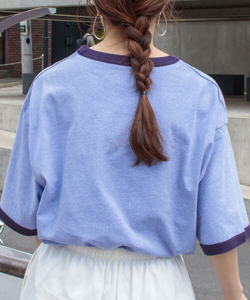 GLOSTER（グロスター）の「【GLOSTER/グロスター】ヴィンテージ加工 メランジ リンガーTシャツ ルーズフィット（Tシャツ/カットソー・メンズ・サックスブルー/ピンク/アイボリー/ミント・M/L）」の17枚目の写真