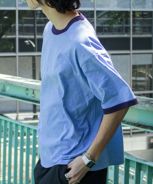 GLOSTER（グロスター）の「【GLOSTER/グロスター】ヴィンテージ加工 メランジ リンガーTシャツ ルーズフィット（Tシャツ/カットソー・メンズ・サックスブルー/ピンク/アイボリー/ミント・M/L）」の19枚目の写真