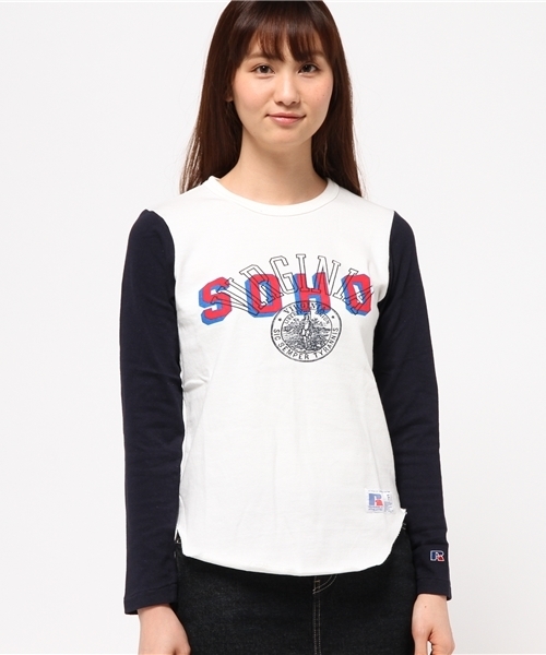 OUTLET(アウトレット)の「【Ciaopanic】RUSSELL別注ベースボールTEE(SOHO)(Tシャツ/カットソー・レディース・ネイビー/ホワイト・FREE)」の3枚目の写真