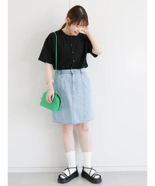 ehka sopo(エヘカソポ)の「デニムミニスカート(スカート・レディース・ネイビー/サックスブルー/ブルー・フリ-)」の22枚目の写真