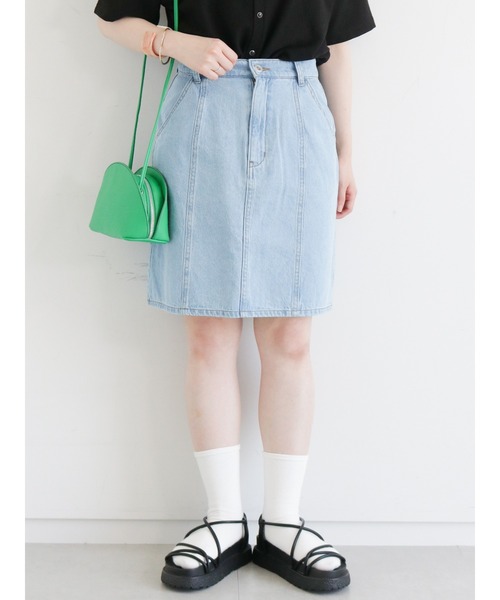 ehka sopo(エヘカソポ)の「デニムミニスカート(スカート・レディース・ネイビー/サックスブルー/ブルー・フリ-)」の1枚目の写真