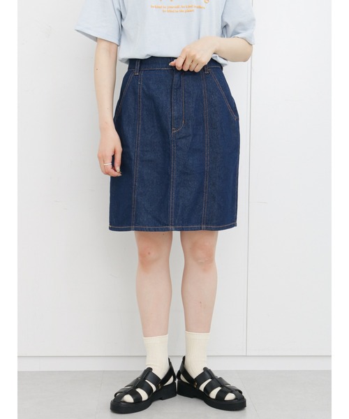 ehka sopo(エヘカソポ)の「デニムミニスカート(スカート・レディース・ネイビー/サックスブルー/ブルー・フリ-)」の9枚目の写真