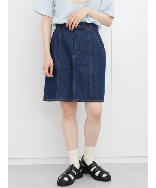 ehka sopo(エヘカソポ)の「デニムミニスカート(スカート・レディース・ネイビー/サックスブルー/ブルー・フリ-)」の10枚目の写真