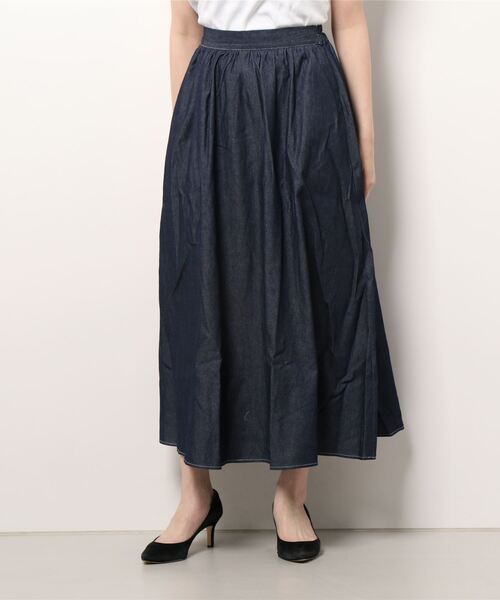 ステッチデニムフレアスカート