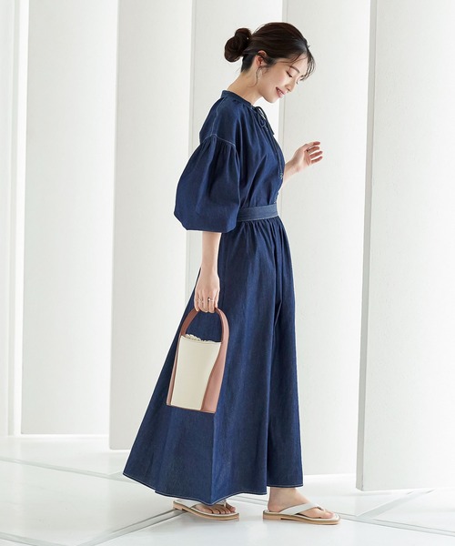 ステッチデニムフレアスカート