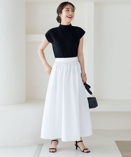 ステッチデニムフレアスカート