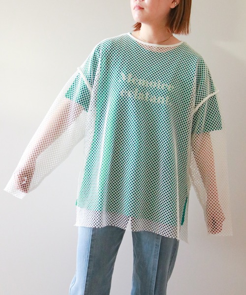 VENCEEXCHANGE（ヴァンスエクスチェンジ）の「カットメッシュプルオーバー（Tシャツ/カットソー・レディース・ブラック/オフホワイト・FREE）」の12枚目の写真