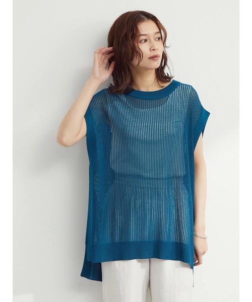 Green　Parks（グリーンパークス）の「バックデザインチュニックベスト（ベスト・レディース・オフホワイト/ブルー/ダークグレー・FREE）」の4枚目の写真