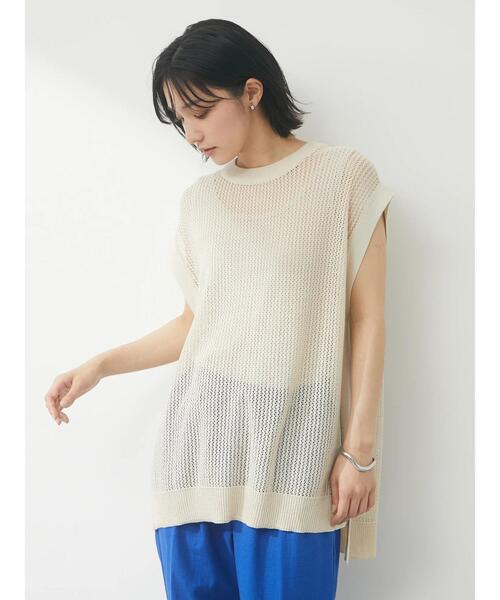 Green　Parks（グリーンパークス）の「バックデザインチュニックベスト（ベスト・レディース・オフホワイト/ブルー/ダークグレー・FREE）」の8枚目の写真