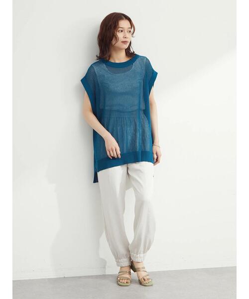 Green　Parks（グリーンパークス）の「バックデザインチュニックベスト（ベスト・レディース・オフホワイト/ブルー/ダークグレー・FREE）」の20枚目の写真