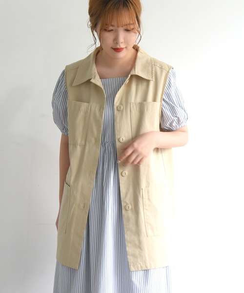 sango（sango）の「ミリタリーチュニックベスト（ベスト・レディース・ベージュ/オフホワイト・FREE）」の4枚目の写真