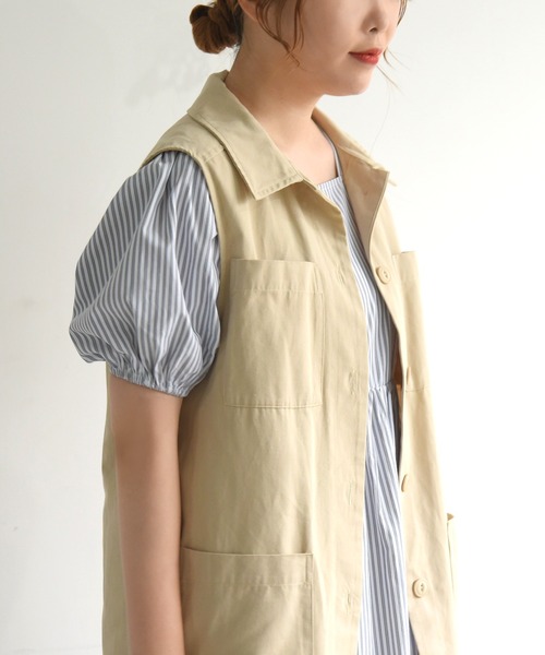 sango（sango）の「ミリタリーチュニックベスト（ベスト・レディース・ベージュ/オフホワイト・FREE）」の6枚目の写真