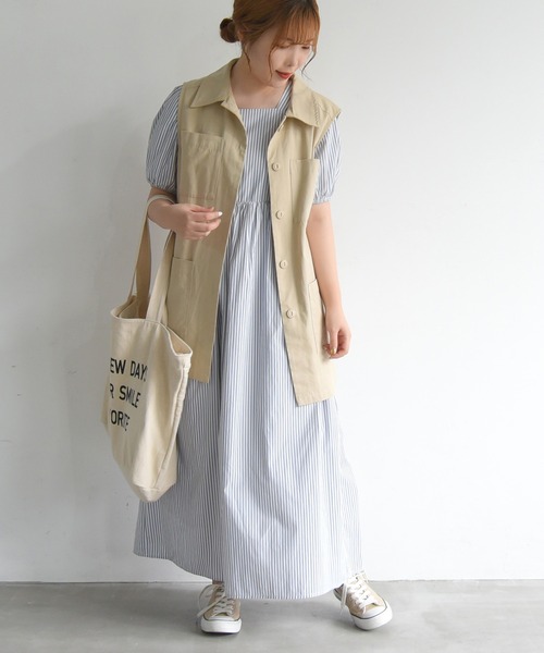 sango（sango）の「ミリタリーチュニックベスト（ベスト・レディース・ベージュ/オフホワイト・FREE）」の9枚目の写真