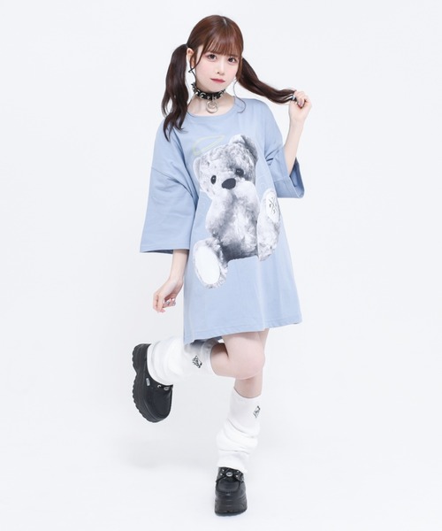 TRAVAS TOKYO（トラバス トウキョウ）の「『TRAVAS TOKYO/トラバス トーキョー』Rhinestone Angel bear BIG H/S Tee/ラインストーン天使くまプリント半袖Tシャツ（Tシャツ/カットソー・レディース・ホワイト/ブラック/ブルー・FREE）」の12枚目の写真