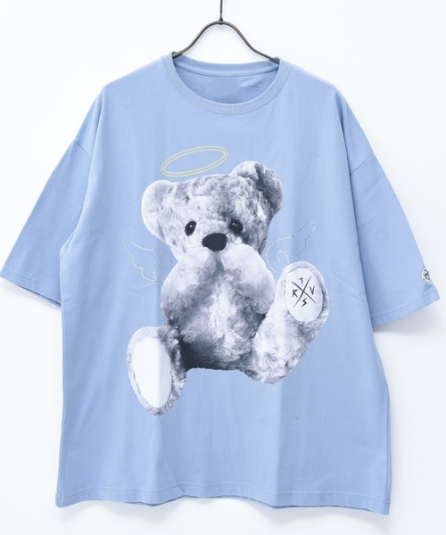 TRAVAS TOKYO（トラバス トウキョウ）の「『TRAVAS TOKYO/トラバス トーキョー』Rhinestone Angel bear BIG H/S Tee/ラインストーン天使くまプリント半袖Tシャツ（Tシャツ/カットソー・レディース・ホワイト/ブラック/ブルー・FREE）」の18枚目の写真
