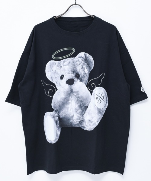 TRAVAS TOKYO（トラバス トウキョウ）の「『TRAVAS TOKYO/トラバス トーキョー』Rhinestone Angel bear BIG H/S Tee/ラインストーン天使くまプリント半袖Tシャツ（Tシャツ/カットソー・レディース・ホワイト/ブラック/ブルー・FREE）」の15枚目の写真