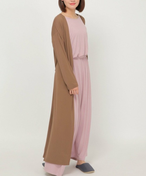 ikka(イッカ)の「ノーカラー羽織り(カーディガン/ボレロ・レディース・ブラウン/チャコールグレー・L/M)」の1枚目の写真