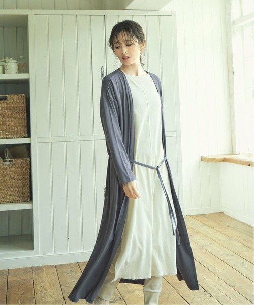 ikka(イッカ)の「ノーカラー羽織り(カーディガン/ボレロ・レディース・ブラウン/チャコールグレー・L/M)」の20枚目の写真