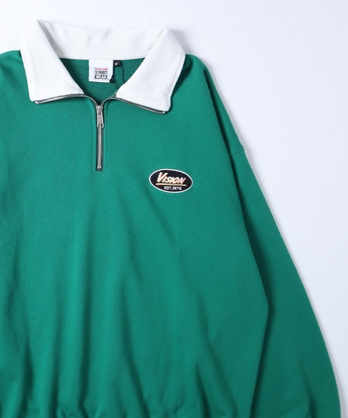 VISION STREET WEAR（ヴィジョンストリートウェア）の「【VISION STREET WEAR】ビッグシルエット スタンドハーフジップ スウェットトレーナー / プルオーバー（スウェット・レディース・ライトグレー/ブラック/ピンク/グリーン・MEDIUM/LARGE/X-LARGE）」の3枚目の写真