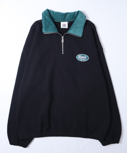 VISION STREET WEAR（ヴィジョンストリートウェア）の「【VISION STREET WEAR】ビッグシルエット スタンドハーフジップ スウェットトレーナー / プルオーバー（スウェット・レディース・ライトグレー/ブラック/ピンク/グリーン・MEDIUM/LARGE/X-LARGE）」の8枚目の写真