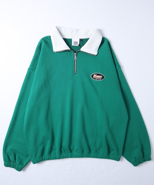 VISION STREET WEAR（ヴィジョンストリートウェア）の「【VISION STREET WEAR】ビッグシルエット スタンドハーフジップ スウェットトレーナー / プルオーバー（スウェット・レディース・ライトグレー/ブラック/ピンク/グリーン・MEDIUM/LARGE/X-LARGE）」の11枚目の写真