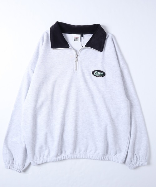 VISION STREET WEAR（ヴィジョンストリートウェア）の「【VISION STREET WEAR】ビッグシルエット スタンドハーフジップ スウェットトレーナー / プルオーバー（スウェット・レディース・ライトグレー/ブラック/ピンク/グリーン・MEDIUM/LARGE/X-LARGE）」の15枚目の写真