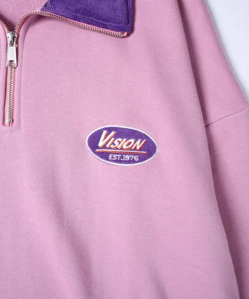 VISION STREET WEAR（ヴィジョンストリートウェア）の「【VISION STREET WEAR】ビッグシルエット スタンドハーフジップ スウェットトレーナー / プルオーバー（スウェット・レディース・ライトグレー/ブラック/ピンク/グリーン・MEDIUM/LARGE/X-LARGE）」の16枚目の写真
