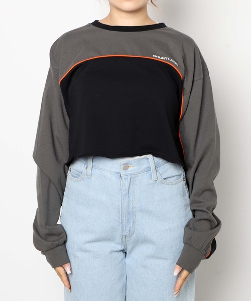 WEGO（ウィゴー）の「WEGO/パイピング切替ロンT（Tシャツ/カットソー・レディース・ブラック/サックスブルー・FREE）」の5枚目の写真