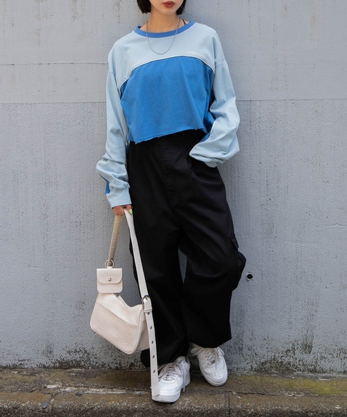 WEGO（ウィゴー）の「WEGO/パイピング切替ロンT（Tシャツ/カットソー・レディース・ブラック/サックスブルー・FREE）」の22枚目の写真