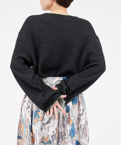 PONTI（ポンティ）の「PONTI Wool Jersey Reversible Long Sleeve（ニット/セーター・レディース・グレー/オフホワイト・FREE）」の9枚目の写真