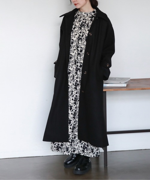 feepur（フェピュール）の「スタンドカラーロングコート（ステンカラーコート・レディース・ブラック/ベージュ/杢グレー・SMALL/MEDIUM）」の17枚目の写真