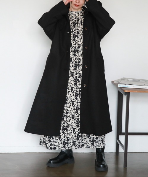 feepur（フェピュール）の「スタンドカラーロングコート（ステンカラーコート・レディース・ブラック/ベージュ/杢グレー・SMALL/MEDIUM）」の19枚目の写真